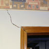 A large settlement crack on interior drywall in a Whitby home.
